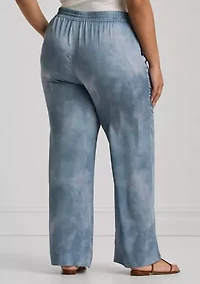 Plus Print Charmeuse Wide Leg Pants