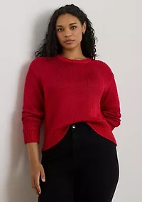 Plus Cotton-Blend Crewneck Sweater
