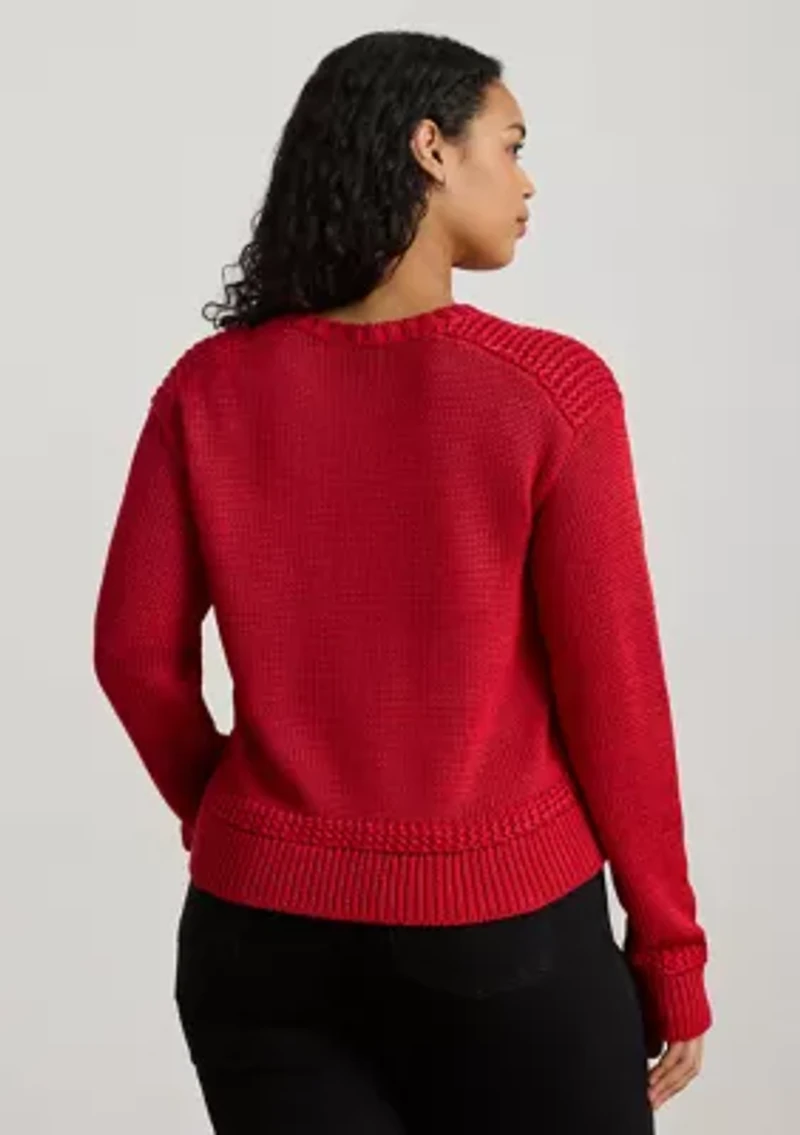 Plus Cotton-Blend Crewneck Sweater