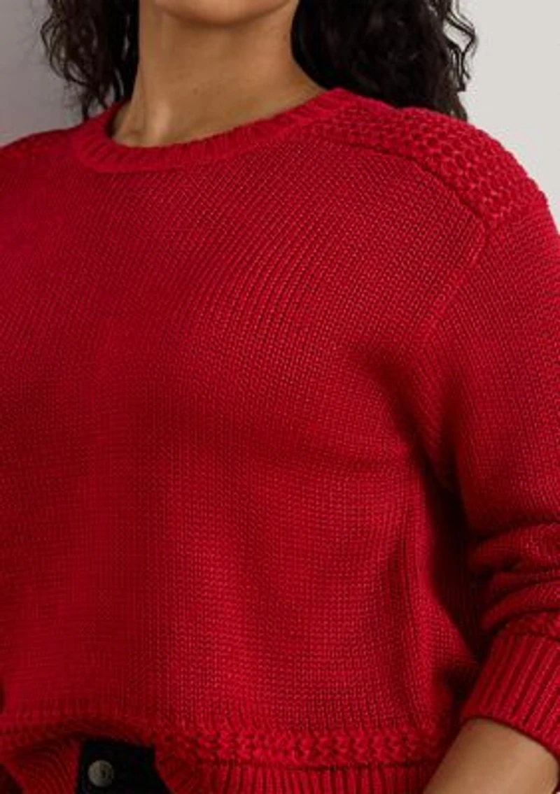 Plus Cotton-Blend Crewneck Sweater