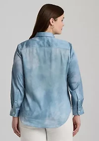 Plus Relaxed Fit Print Charmeuse Shirt