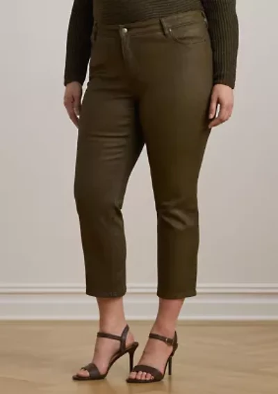 Plus Coated High-Rise Straight Ankle Jeans
