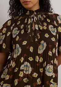 Plus Floral Pleated Georgette Blouse