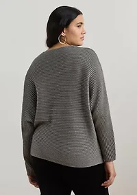 Plus Rib-Knit Dolman-Sleeve Sweater