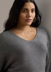 Plus Rib-Knit Dolman-Sleeve Sweater