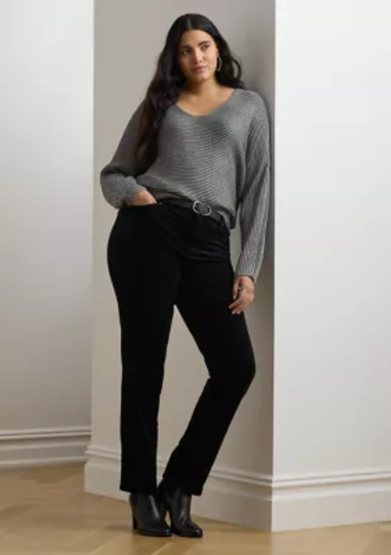Plus Rib-Knit Dolman-Sleeve Sweater