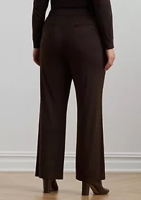 Plus Chain-Trim Pleated Jersey Wide-Leg Pants