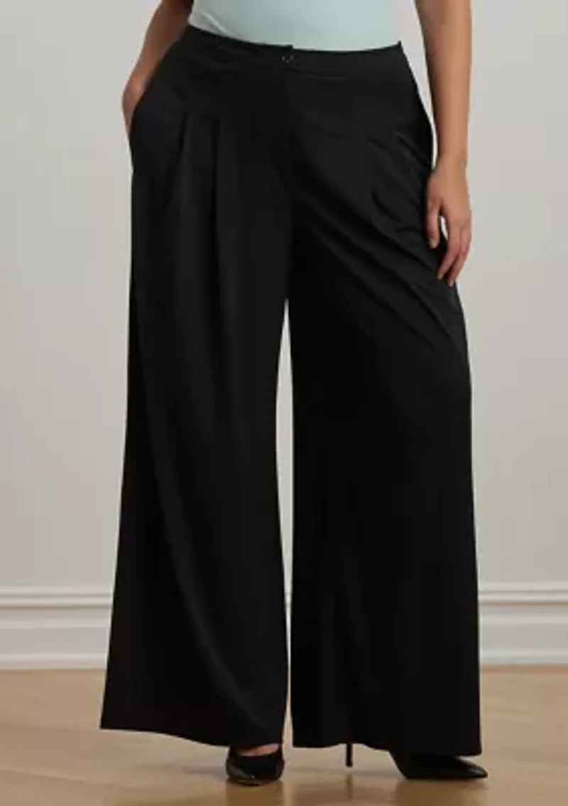 Pleated Stretch Jersey Wide-Leg Pants
