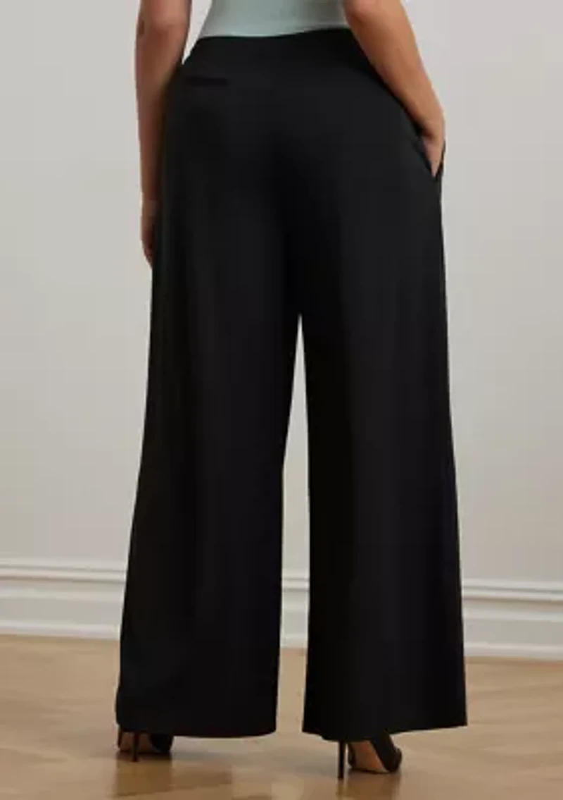 Pleated Stretch Jersey Wide-Leg Pants