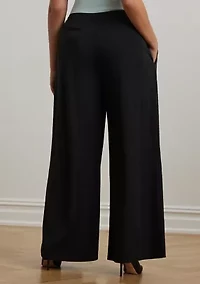 Pleated Stretch Jersey Wide-Leg Pants