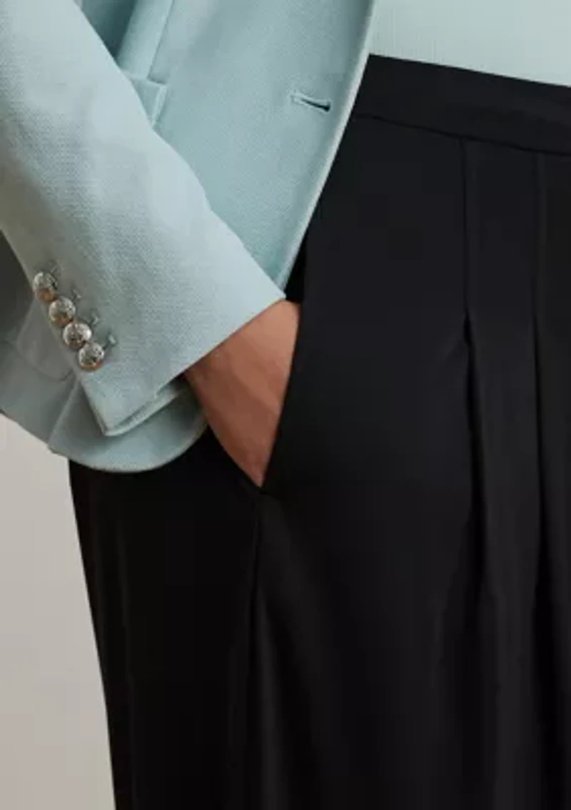 Pleated Stretch Jersey Wide-Leg Pants