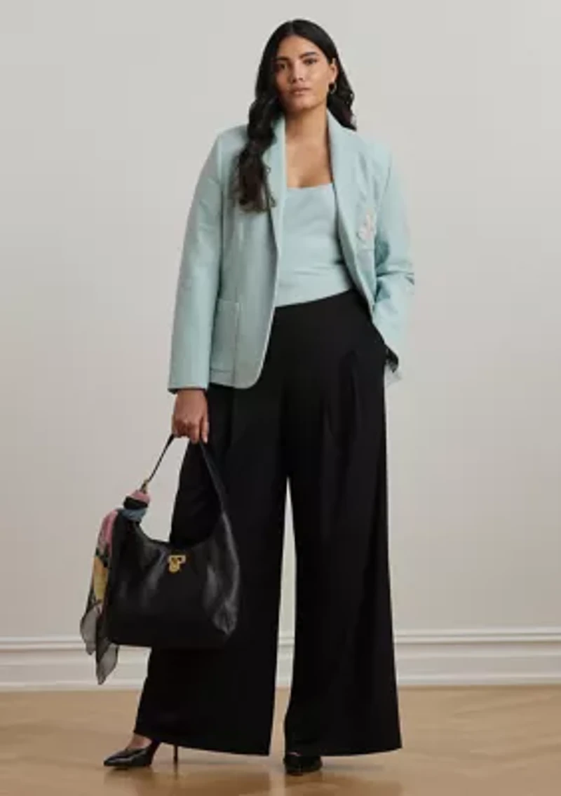 Pleated Stretch Jersey Wide-Leg Pants