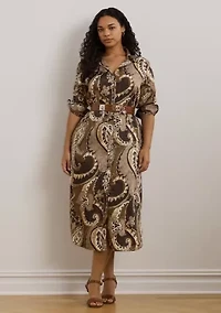 Plus Paisley Twill Shirtdress