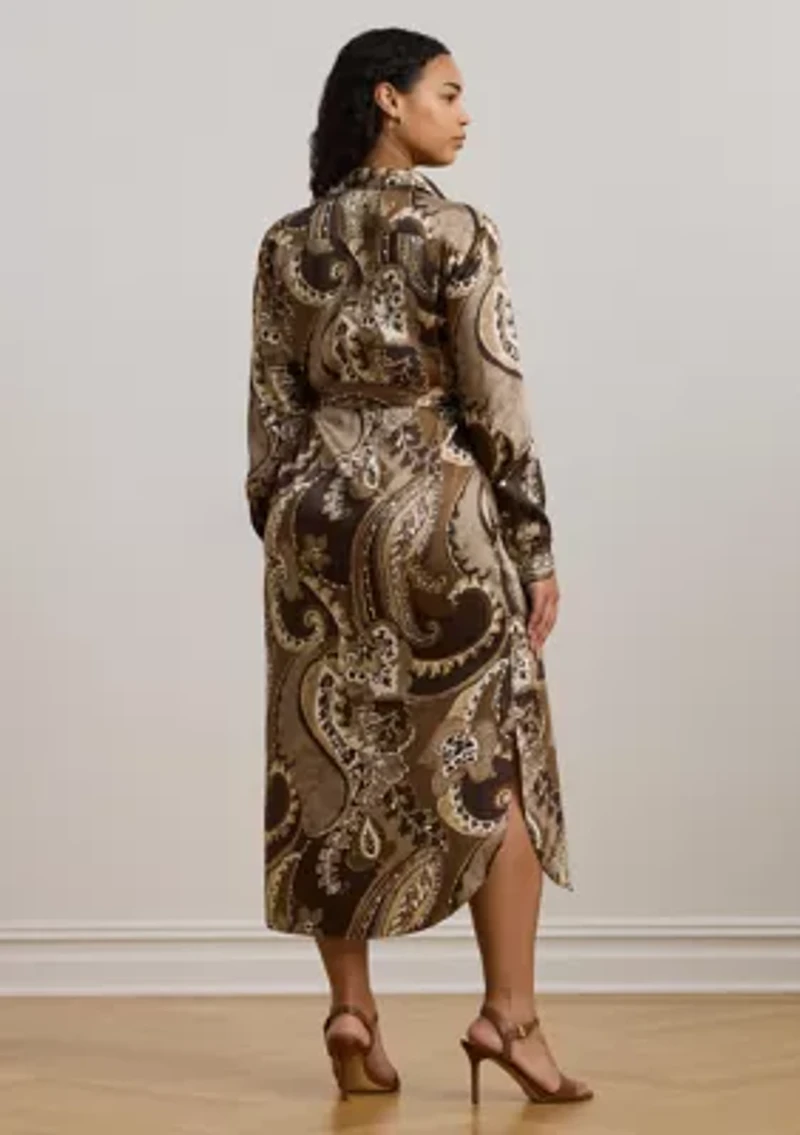 Plus Paisley Twill Shirtdress