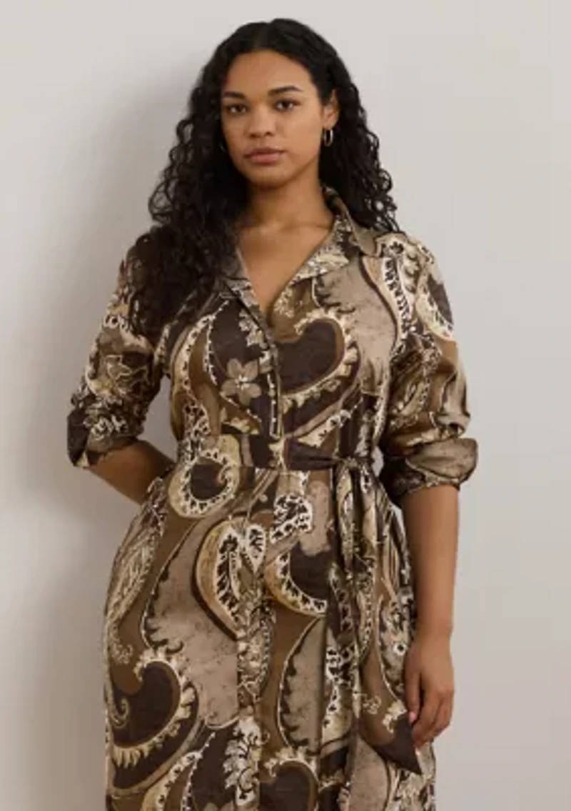 Plus Paisley Twill Shirtdress