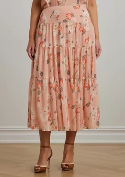 Floral Crinkle Georgette Tiered Skirt