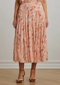 Floral Crinkle Georgette Tiered Skirt