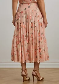 Floral Crinkle Georgette Tiered Skirt