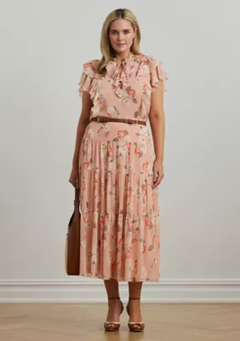 Floral Crinkle Georgette Tiered Skirt