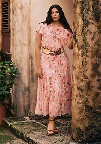 Plus Floral Ruffle Trim Georgette Blouse