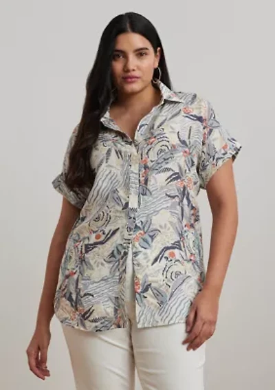 Plus Relaxed Fit Print Short Sleeve Shirt