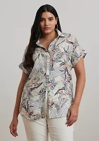 Plus Relaxed Fit Print Short Sleeve Shirt