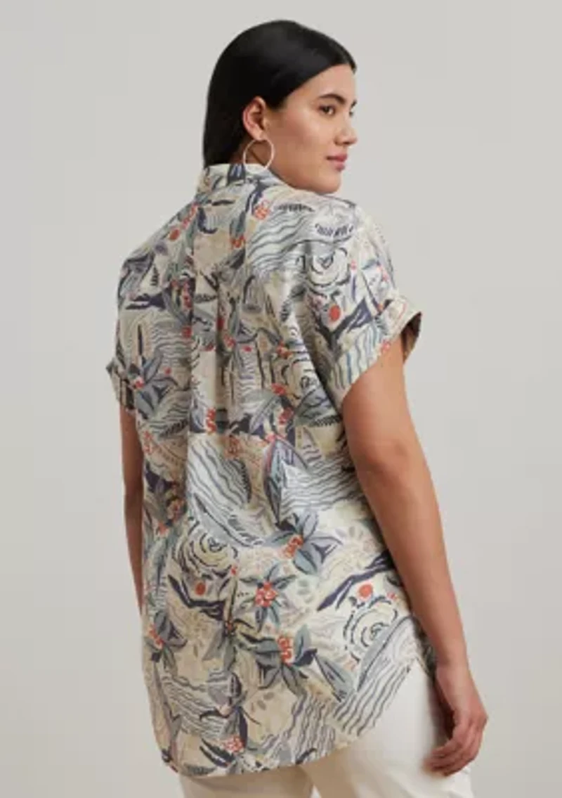 Plus Relaxed Fit Print Short Sleeve Shirt