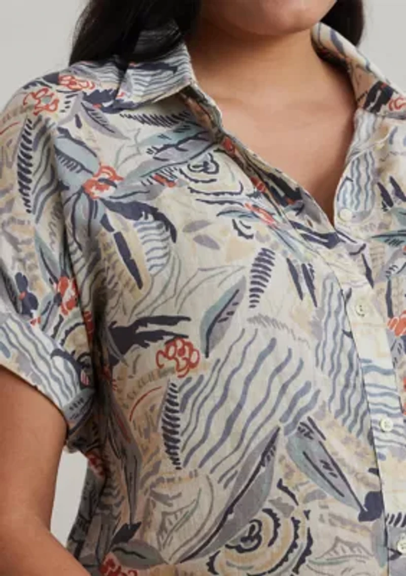 Plus Relaxed Fit Print Short Sleeve Shirt