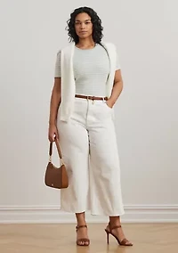 Plus Striped Stretch Cotton Crew Neck T-Shirt