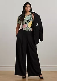 Plus Floral Stretch Cotton Crew Neck T-Shirt