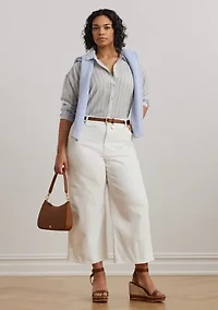 Plus Oversize Striped Cotton Voile Shirt