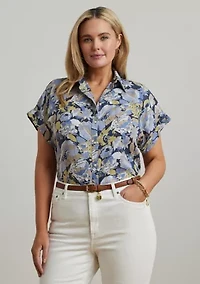 Plus Relaxed Fit Floral Short Sleeve Shirt