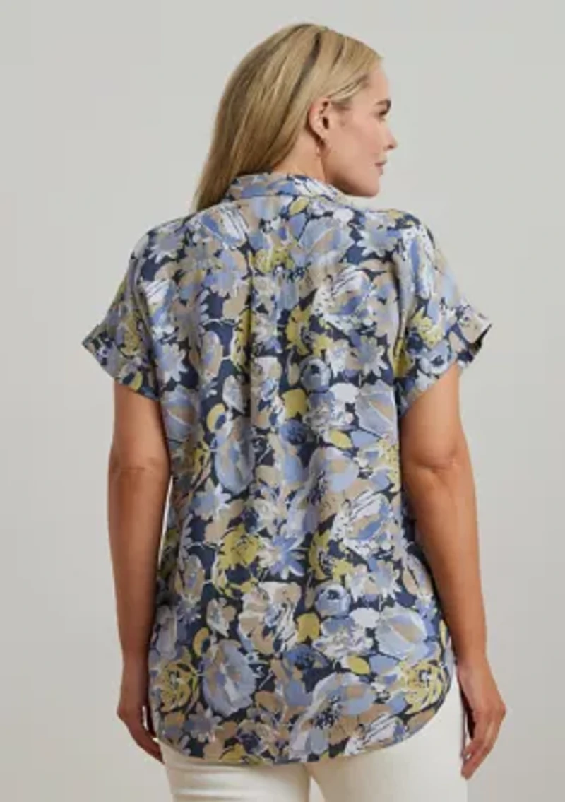 Plus Relaxed Fit Floral Short Sleeve Shirt