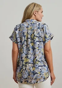 Plus Relaxed Fit Floral Short Sleeve Shirt