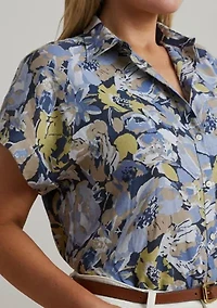Plus Relaxed Fit Floral Short Sleeve Shirt