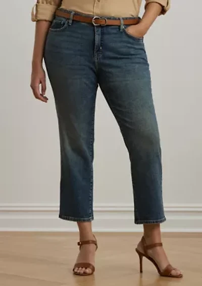 Plus Mid Rise Straight Ankle Jeans