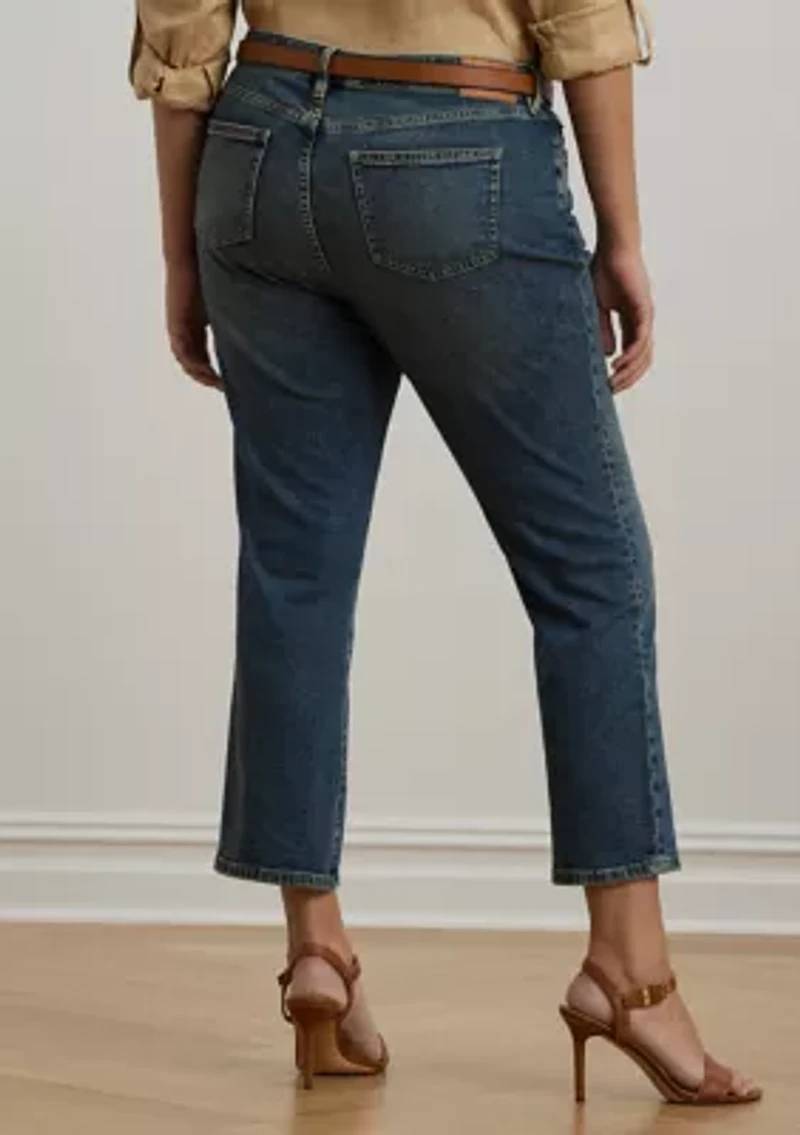 Plus Mid Rise Straight Ankle Jeans