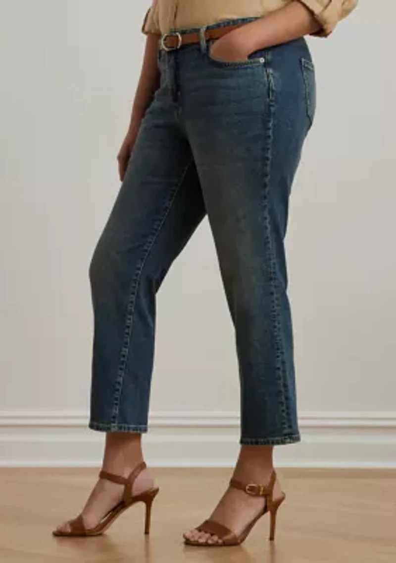 Plus Mid Rise Straight Ankle Jeans