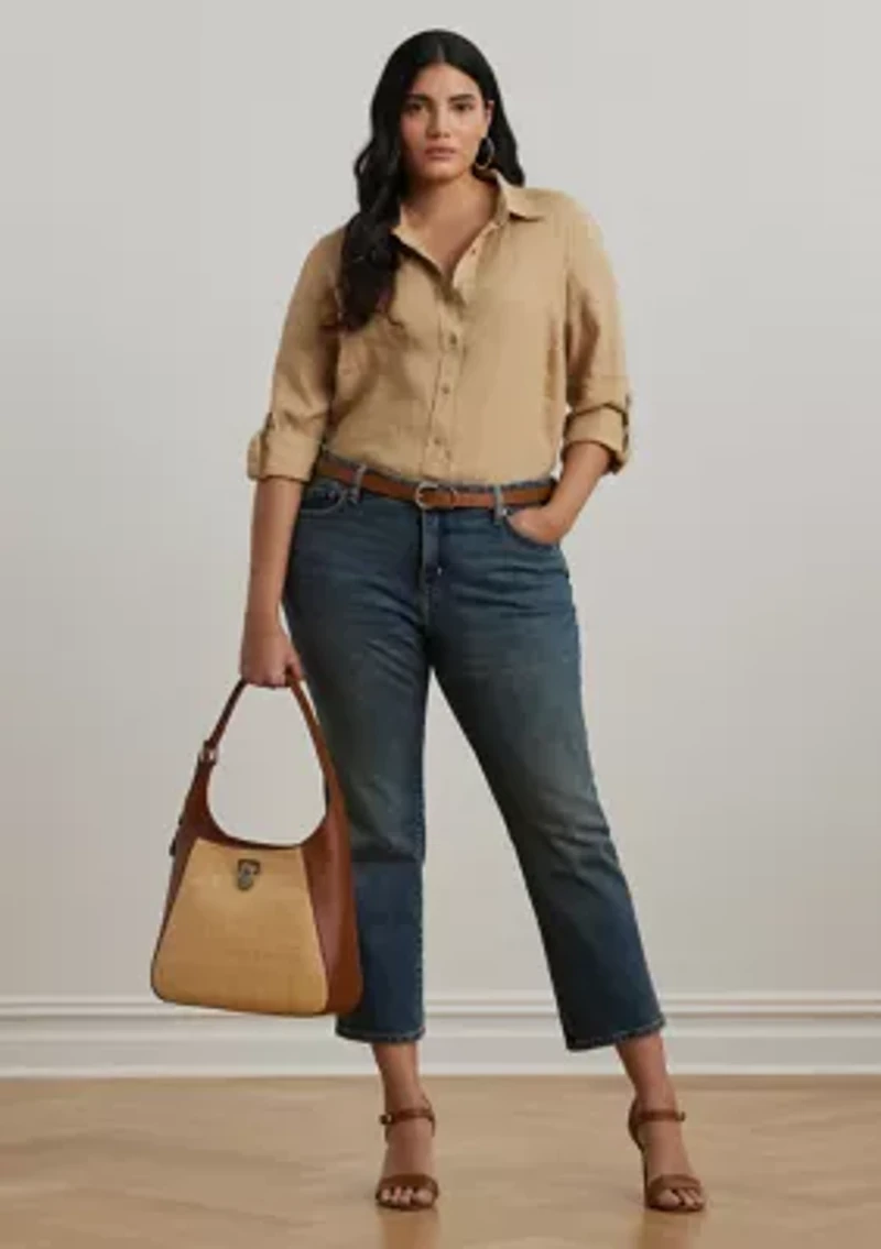 Plus Mid Rise Straight Ankle Jeans