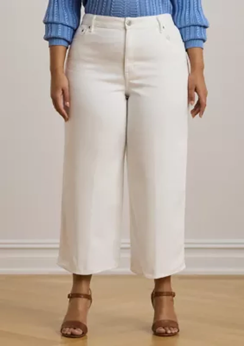 Plus High Rise Wide Leg Cropped Jeans