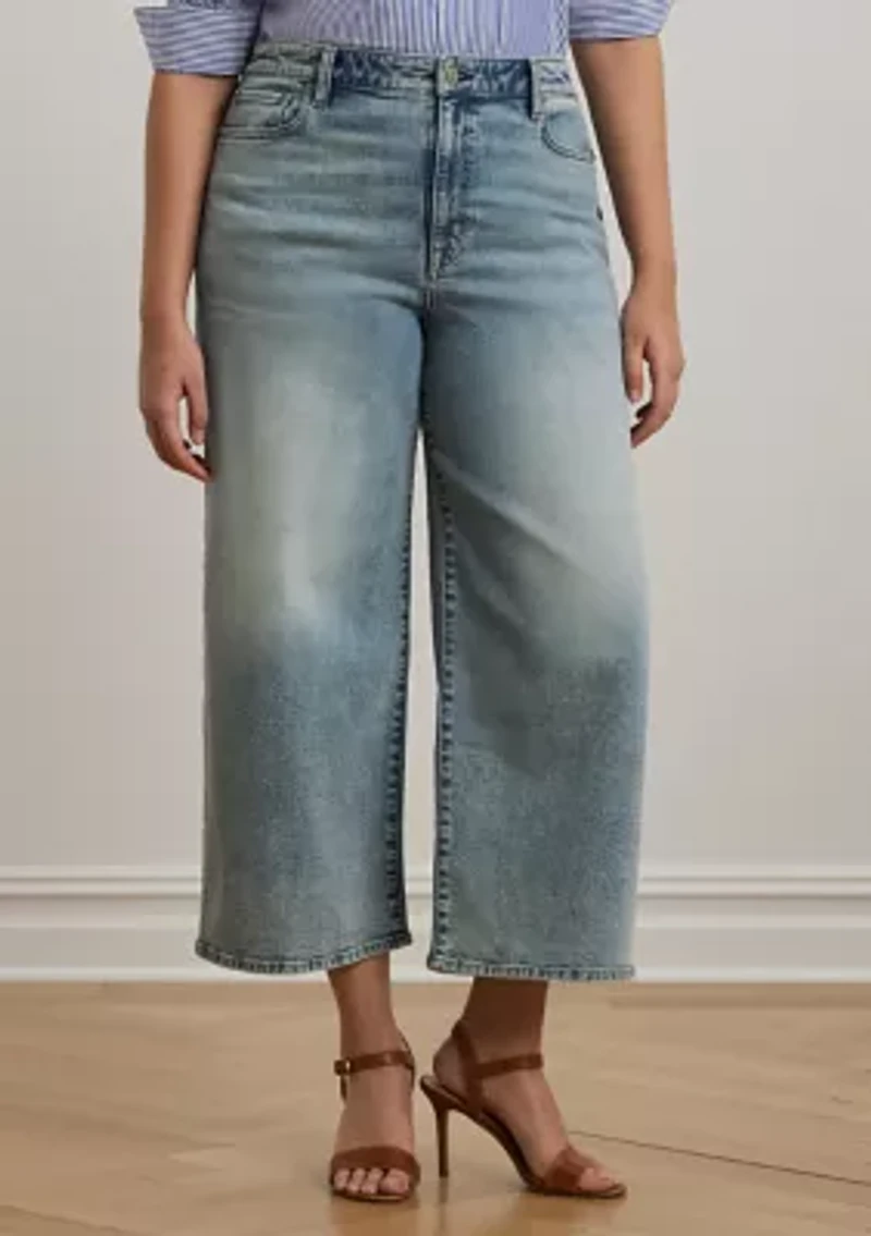 Plus High Rise Wide Leg Cropped Jeans