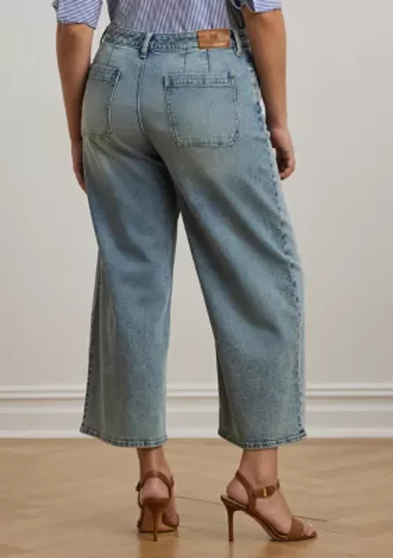 Plus High Rise Wide Leg Cropped Jeans