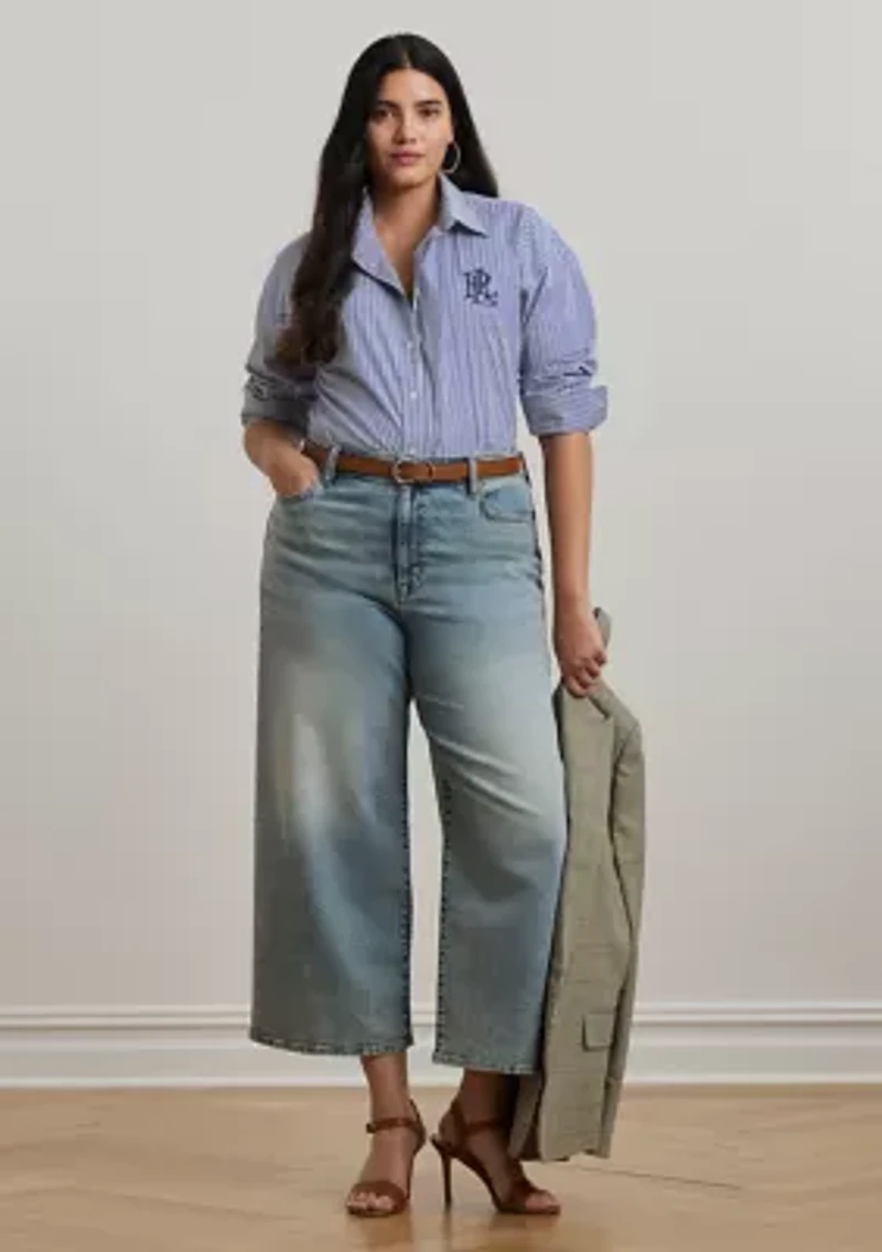 Plus High Rise Wide Leg Cropped Jeans