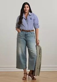 Plus High Rise Wide Leg Cropped Jeans
