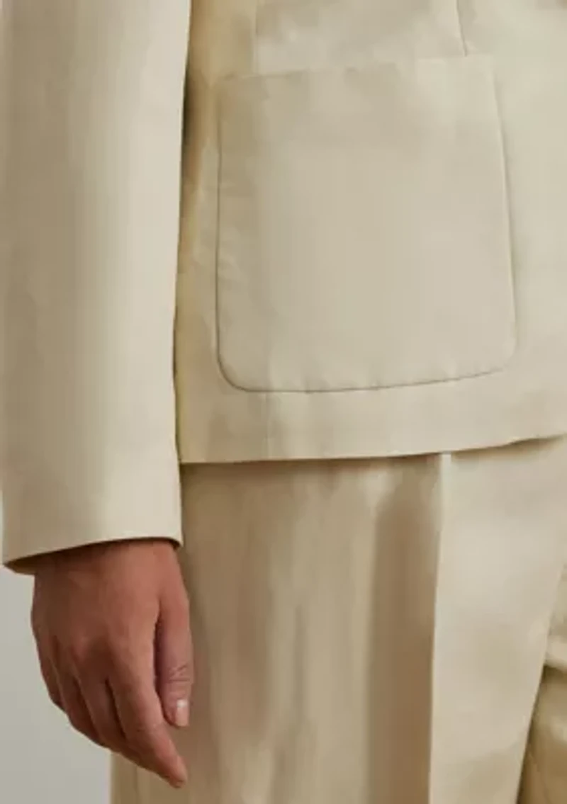 Plus Linen Blend Twill Blazer