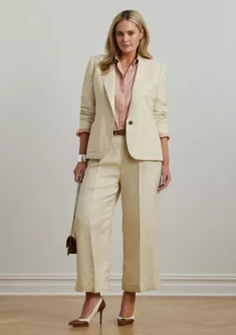 Plus Linen Blend Twill Blazer