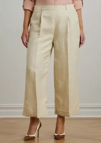 Plus Linen Blend Twill Wide Leg Pants