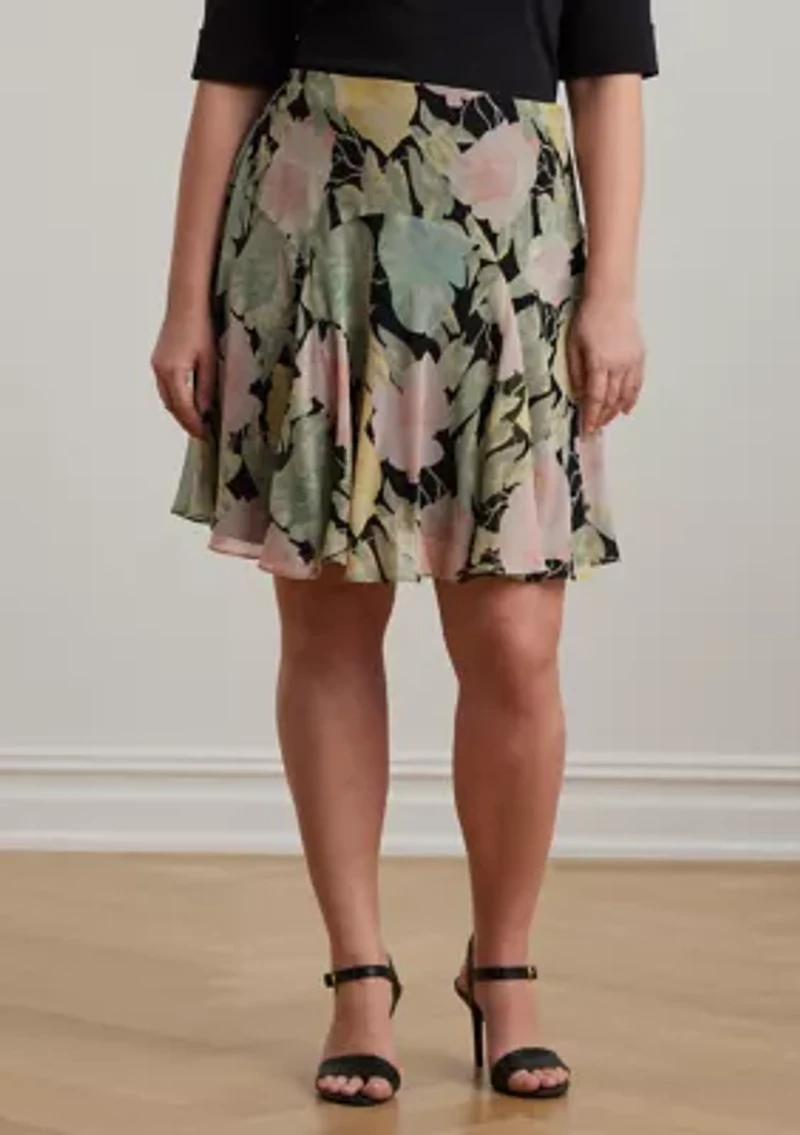 Plus Floral Crinkle Georgette Skirt