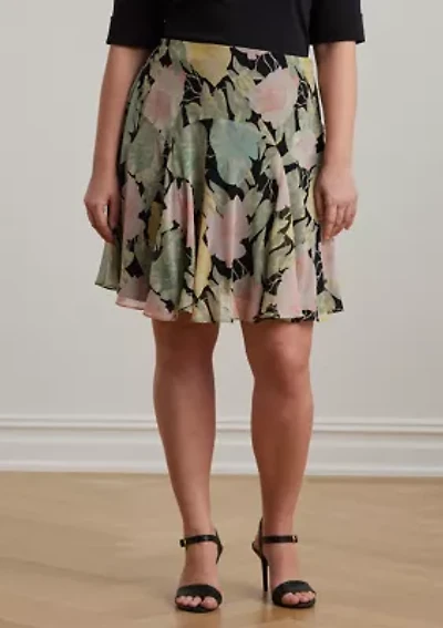 Plus Floral Crinkle Georgette Skirt