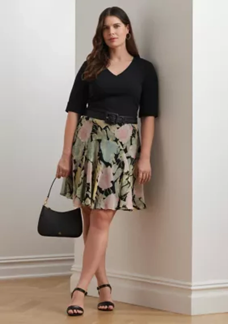 Plus Floral Crinkle Georgette Skirt